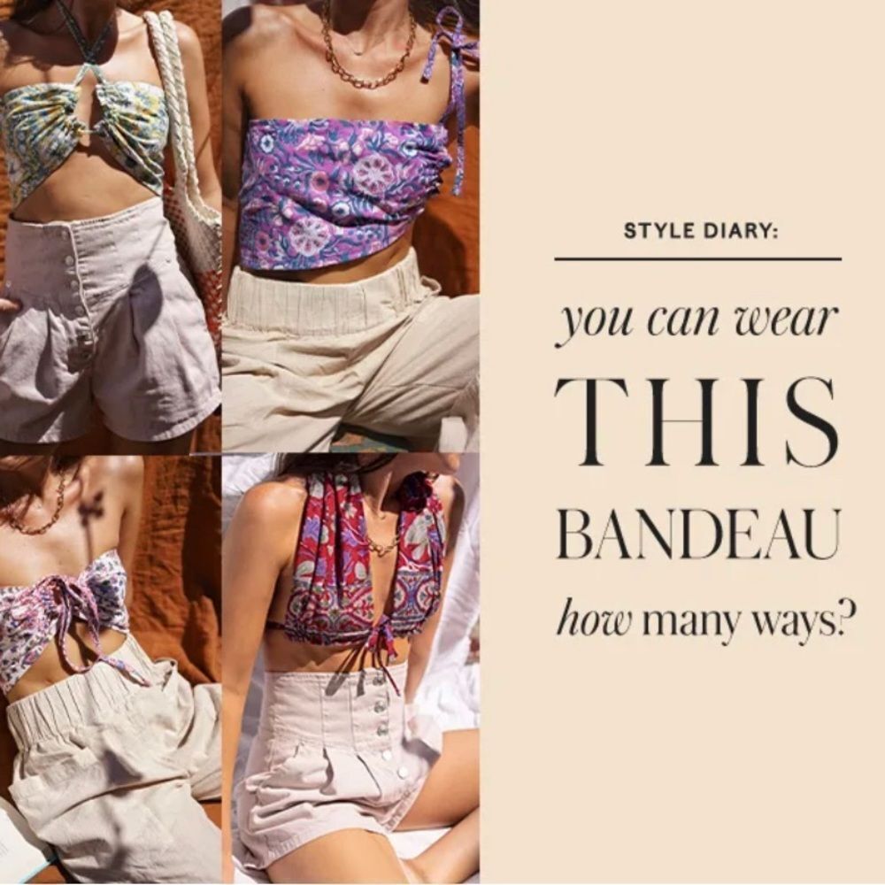 NWT Free People Summer Of Love Bandeau in Wine and Natural - Picture 2 of 15
